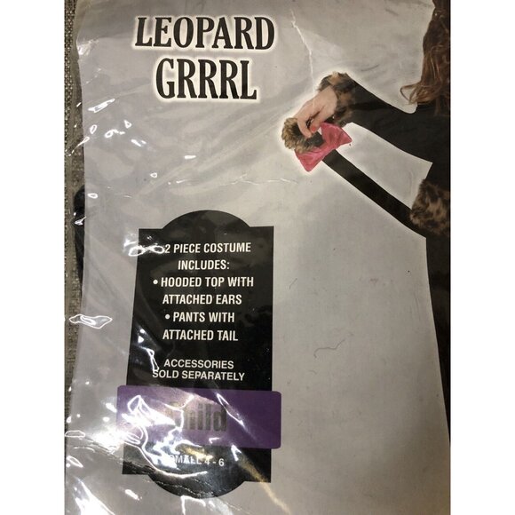 Girl's Black Brown Leopard Grrrl 2 Pc Costume Kid Size Small 4-6 Halloween - Picture 2 of 4